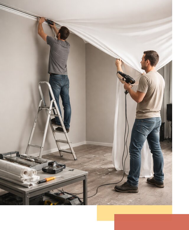 Монтаж натяжного потолка в студии в Лесосибирске