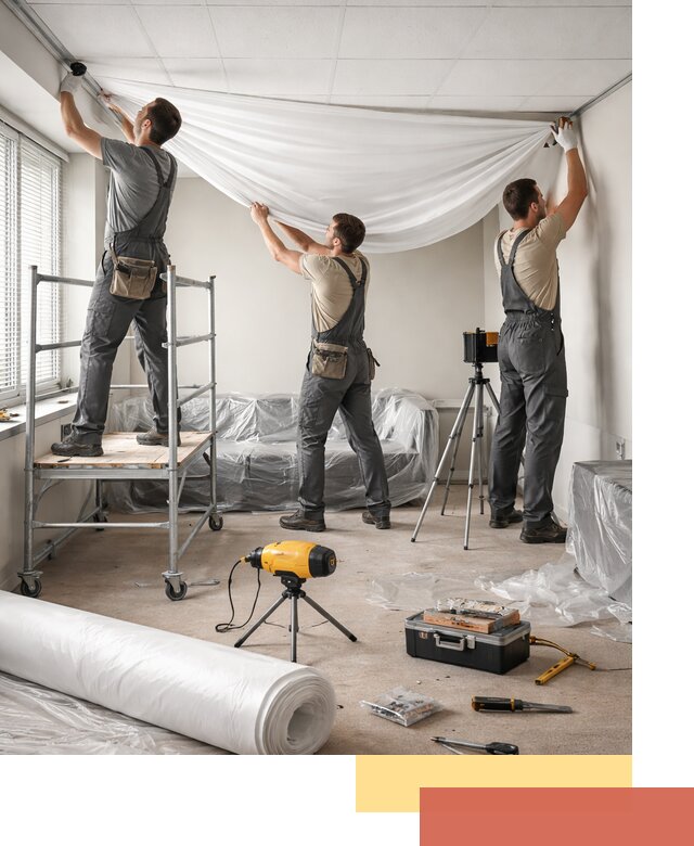 Монтаж натяжного потолка в офисе в Лесосибирске