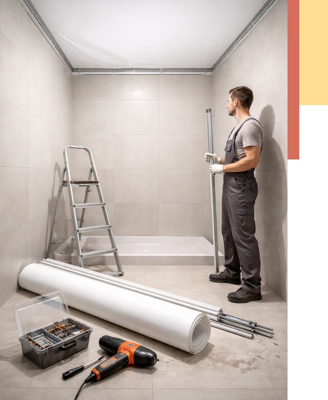 Монтаж натяжного потолка в санузле в Лесосибирске от 1927 руб. — ОТДЕЛОЧНИК-Лсс