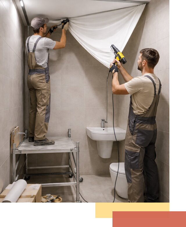 Монтаж натяжного потолка в санузле в Лесосибирске