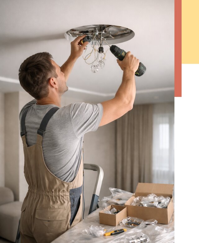 Установка люстры в натяжной потолок в Лесосибирске от 1250 руб. | Быстро и недорого — ОТДЕЛОЧНИК-Лсс