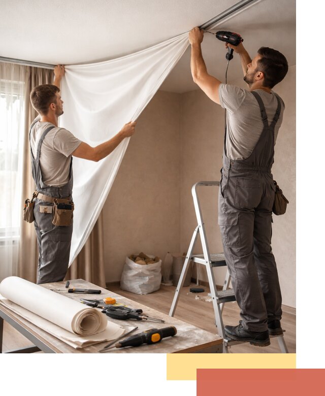 Замена полотна натяжного потолка в Лесосибирске быстро и качественно