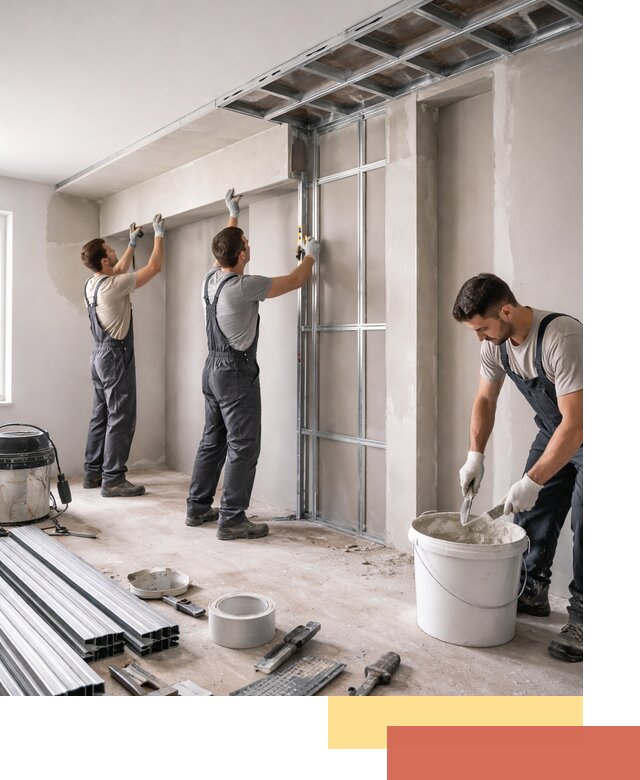 Монтаж потолка из гипсокартона с нишей в Лесосибирске