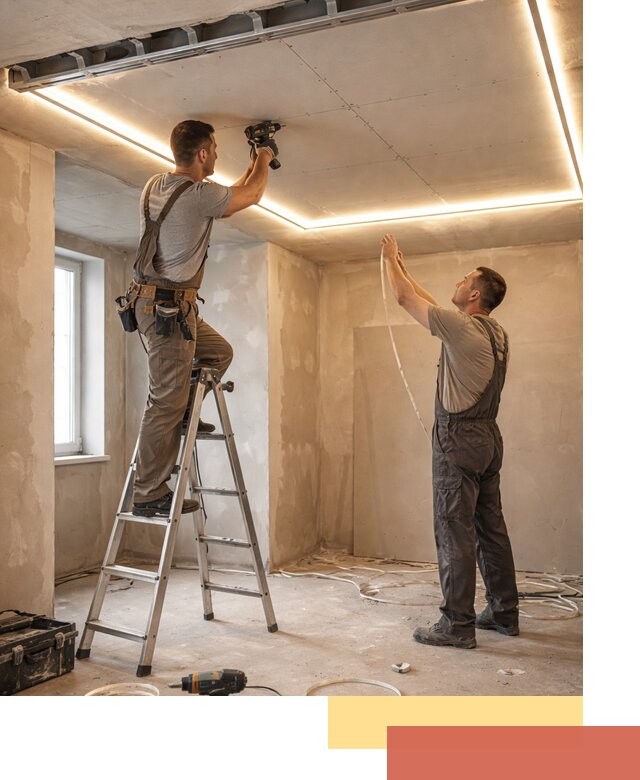 Потолок из гипсокартона с подсветкой в Лесосибирске