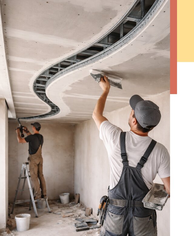 Криволинейный потолок из гипсокартона в Лесосибирске от 2187 руб./м2 | ОТДЕЛОЧНИК-Лсс