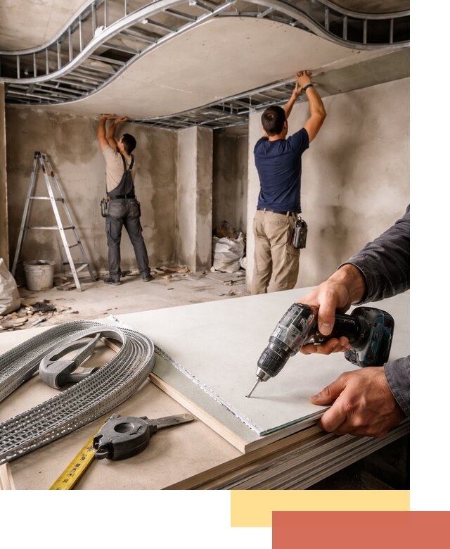 Криволинейный потолок из гипсокартона в Лесосибирске — монтаж и отделка