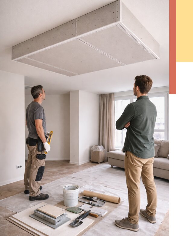 Короб на потолке из гипсокартона в Лесосибирске от 2291 руб. — монтаж и услуги под ключ | ОТДЕЛОЧНИК-Лсс