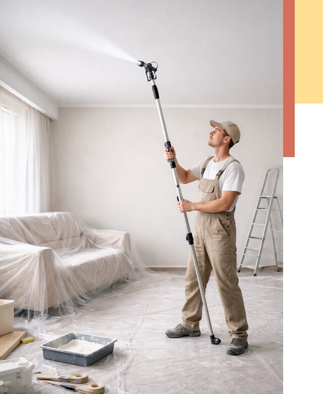 Покраска потолка краскопультом в Лесосибирске от 4687 руб. быстро и недорого | ОТДЕЛОЧНИК-Лсс