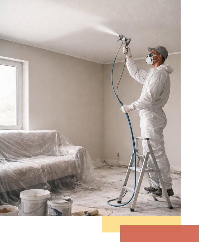 Покраска потолка краскопультом в Лесосибирске быстро и качественно