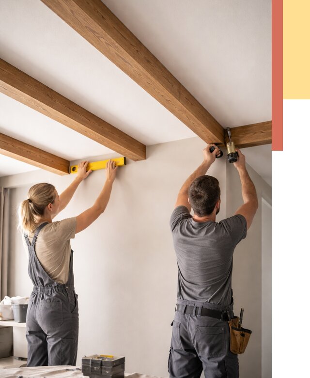 Монтаж декоративных балок на потолок в Лесосибирске от 4374 руб. — ОТДЕЛОЧНИК-Лсс